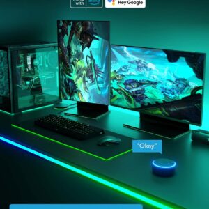 Govee RGBIC Gaming Lights, 10ft Neon Rope Lights Soft Lighting for Gaming Desks, LED Strip Lights Syncing with Razer Chroma, Support Cutting, Smart App Control, Music Sync, Adapter (Only 2.4G Wi-Fi)