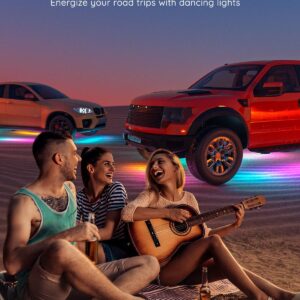 Govee Underglow Car Lights, 4 pcs RGBIC Smart LED Lights with 16 Million Colors and 10 Scene Modes with App Control, 2 Music Modes for Cars, SUVs, Trucks, DC 12-24V