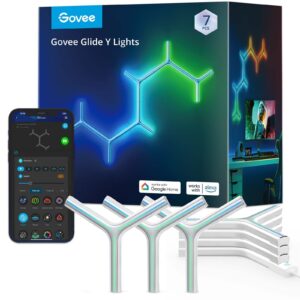 Govee Glide Y Lights, RGBIC LED Gaming Lights for Wall, Smart Wi-Fi Game Lights with Music Sync, DIY and Timer Feature, Gaming Room Lights, LED Lights for Gaming Setup, Wall Lights 7 Pack