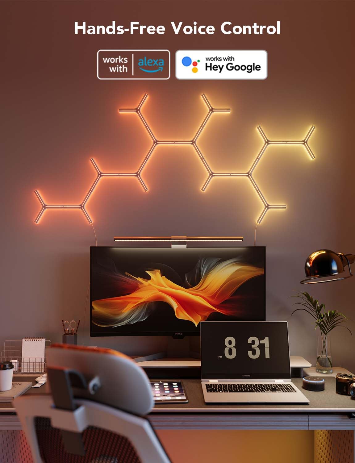 Govee Glide Y Lights, RGBIC LED Gaming Lights for Wall, Smart Wi-Fi Game Lights with Music Sync, DIY and Timer Feature, Gaming Room Lights, LED Lights for Gaming Setup, Wall Lights 7 Pack