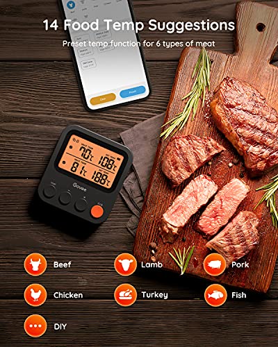 Govee Bluetooth Meat Thermometer, 230ft Range Wireless Grill Thermometer Remote Monitor with Temperature Probe Digital Grilling Thermometer with Smart Alerts for Smoker Cooking BBQ Kitchen Oven