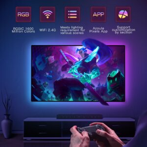 Azoula TV LED Backlight Immersion Ambient TV Strip Lights for 55-65 Inch TV HDMI 2.0 Sync Box RGB+IC Wi-Fi Backlight Music Sync TV Light, Compatible with Alexa Google Assistant App Contro