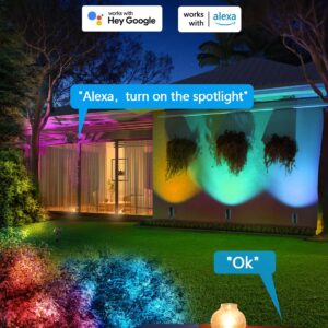 APPECK Low Voltage Landscape Lights, IP67 Waterproof Outdoor Spot Lights, 36W Smart RGBICW Color Changing Landscape Lighting with WiFi APP/Voice Control, Aluminum LED Pathway Lights, 6 Pack