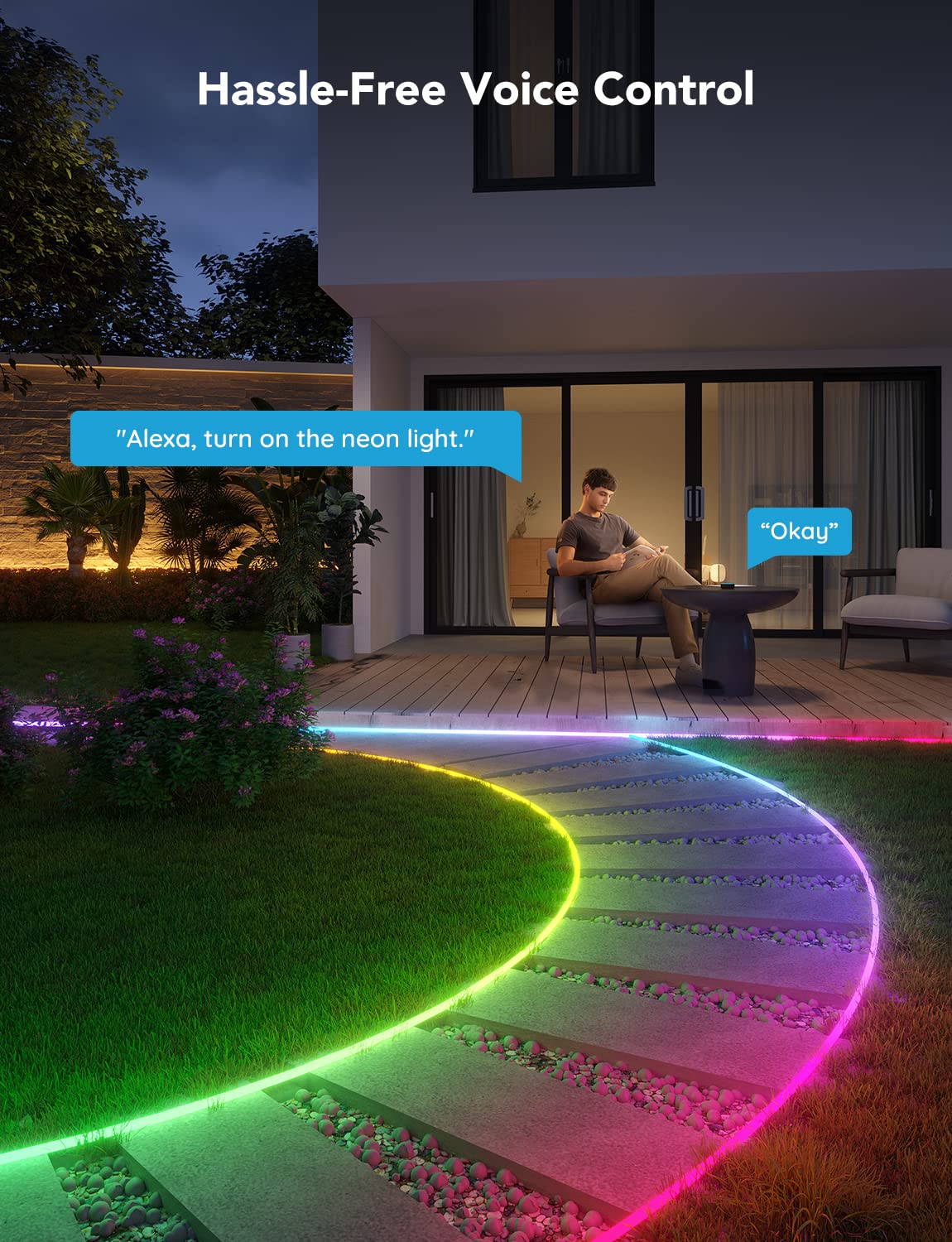 Govee Outdoor LED Strip Lights 98.4ft Bundle Outdoor Neon Rope Lights, 64+ Scenes, Music Sync, Flexible LED Rope Lights for Yard Garden Patio, Compatible with Alexa, Google Assistant