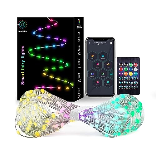 Super RGB Smart Fairy String Lights, 33Ft Usb DIY Twinkle Lights w/Remote & App Controlled, music sync,12 Modes, Multicolor & Warm White for Bedroom, Christmas, Parties,Wedding,Centerpiece, Decoration