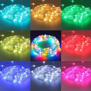 Super RGB Smart Fairy String Lights, 33Ft Usb DIY Twinkle Lights w/Remote & App Controlled, music sync,12 Modes, Multicolor & Warm White for Bedroom, Christmas, Parties,Wedding,Centerpiece, Decoration