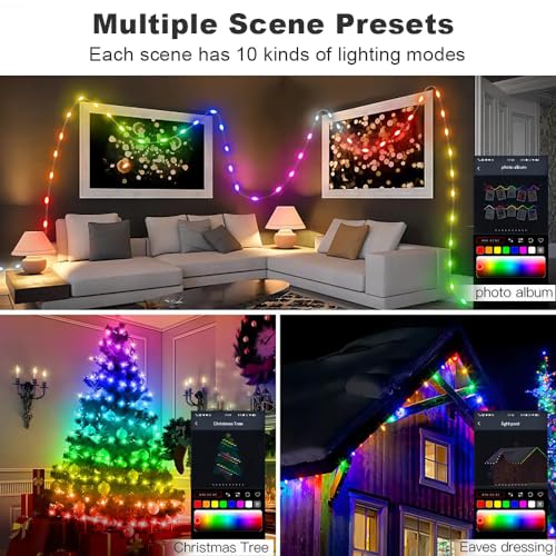 Super RGB Smart Fairy String Lights, 33Ft Usb DIY Twinkle Lights w/Remote & App Controlled, music sync,12 Modes, Multicolor & Warm White for Bedroom, Christmas, Parties,Wedding,Centerpiece, Decoration