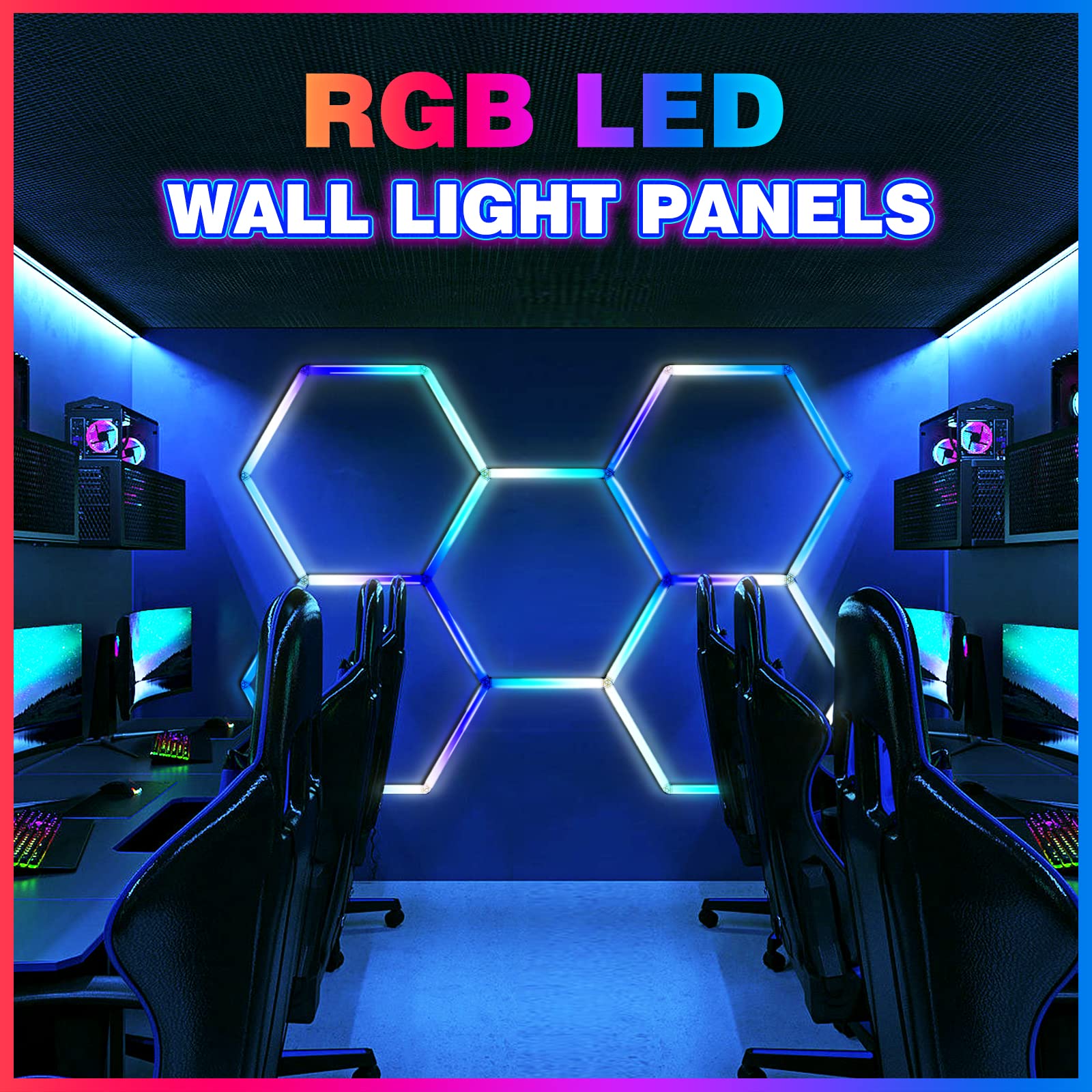 24 Pack Remote Hexagon Lights,RGB Garage LED Panel Light,358 Modes,IP54,LED Ceiling Lights for Party,Gaming