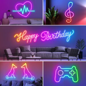 AILBTON Led Neon Rope Lights 50Ft,Control with App/Remote,Flexible Led Rope Lights,Multiple Modes,IP65 Outdoor RGB Neon Lights Waterproof,Music Sync Gaming Led Neon Strip Lights for Bedroom Indoor