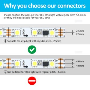 RGBZONE 10Pcs LED Strip Connectors 3 Pin Gapless Solderless Quick Connector for 10mm Waterproof and Non-Waterproof WS2811 WS2812B LED Strip Lights