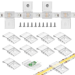 TYMXGHF transparent Strip Light Clips, Self Adhesive with Screws Mounting Holder, 20Pcs LED Strong Fixing Clips And Screws For 0.39in/10mm Width IP30/65 2-4PIN Strip Lights,Fairy Lights,String Lights