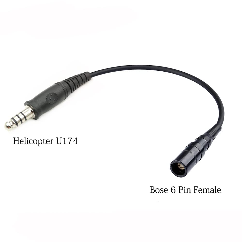 HENGYONGTA 6 Pin Female for Bose A20 Aviation Headset Converts to Helicopter U174 Male Headset Adapter Cable (3.9 INCH / 10CM)