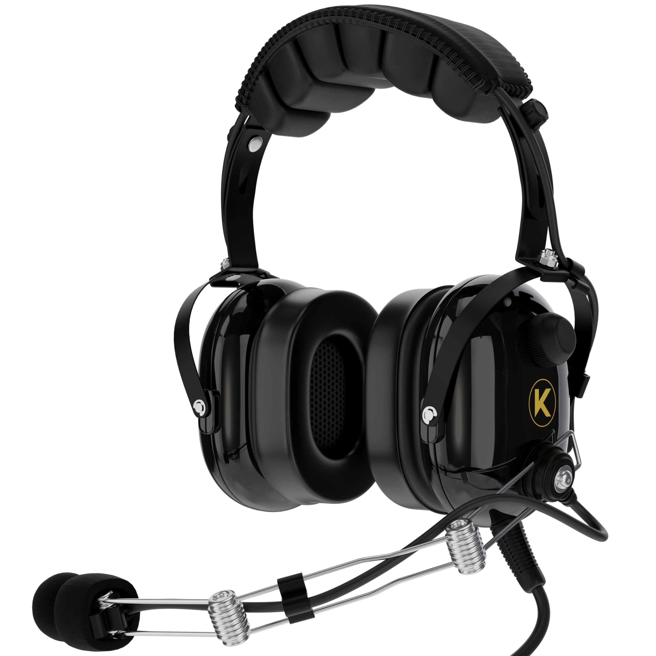 KORE Aviation P1 General Aviation Headset for Pilots | Mono, 24 db Passive Noise Reduction Rating, Noise Canceling Microphone, Acoustic Foam Ear Cups, AUX Port for MP3 Music Input with GA Dual Plugs