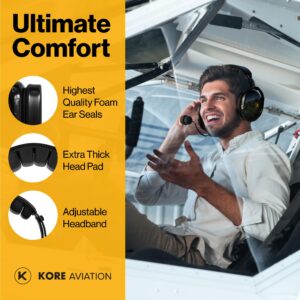 KORE Aviation P1 General Aviation Headset for Pilots | Mono, 24 db Passive Noise Reduction Rating, Noise Canceling Microphone, Acoustic Foam Ear Cups, AUX Port for MP3 Music Input with GA Dual Plugs