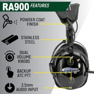 RA900 Premium Aviation Pilot Headset for Flight Instructors Private Pilots Features Clear Hear Speakers Noise Canceling Microphone Gel Ear Seals Custom Fit Headband Mono & Stereo and Free Headset Bag