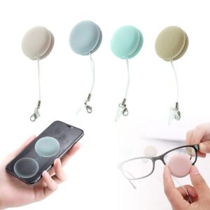 Macaron Mobile Phone Screen Cleaning, Creative Macaron Shape Mobile Phone Screen Wipe Pendant, Portable Keychain Smartphone Screen Cleaner Cell Phone Cleaning Wipes Touch Screen Wipes (4 Pcs/Set)