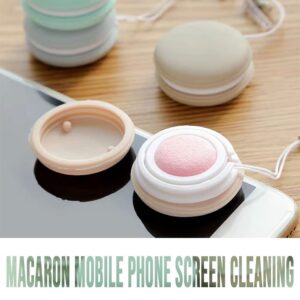 Macaron Mobile Phone Screen Cleaning, Creative Macaron Shape Mobile Phone Screen Wipe Pendant, Portable Keychain Smartphone Screen Cleaner Cell Phone Cleaning Wipes Touch Screen Wipes (4 Pcs/Set)