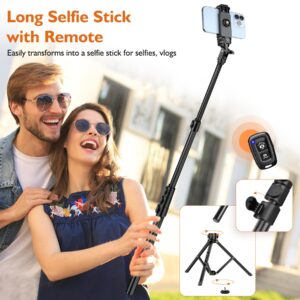 VICTIV 85" Tall Cell Phone Tripod Stand with Gooseneck and Remote, Portable Travel Tripod Stand, Overhead Tripod for iPhone 14 Pro Max/13/12/Android for Recording/Watching/Cooking/Fitness/Vlog