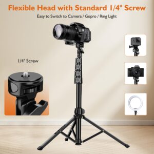 VICTIV 85" Tall Cell Phone Tripod Stand with Gooseneck and Remote, Portable Travel Tripod Stand, Overhead Tripod for iPhone 14 Pro Max/13/12/Android for Recording/Watching/Cooking/Fitness/Vlog