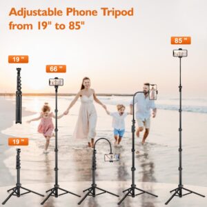 VICTIV 85" Tall Cell Phone Tripod Stand with Gooseneck and Remote, Portable Travel Tripod Stand, Overhead Tripod for iPhone 14 Pro Max/13/12/Android for Recording/Watching/Cooking/Fitness/Vlog