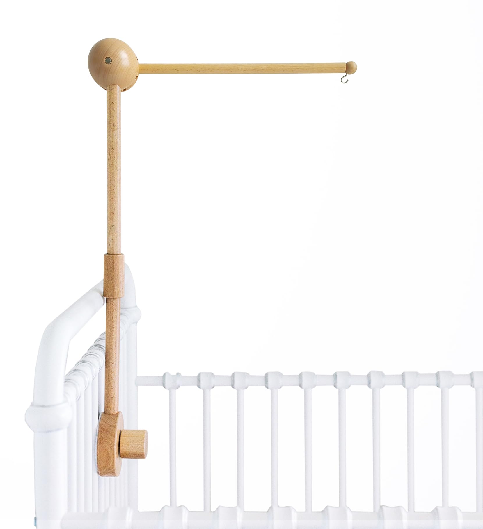 Sorrel + Fern Wooden Baby Crib Mobile Arm, 3D 360° Adjustable - Baby Mobile Holder Arm (31 inch, 100% Natural Beech Wood) - Strong Anti Slip Attachment - Nursery Décor