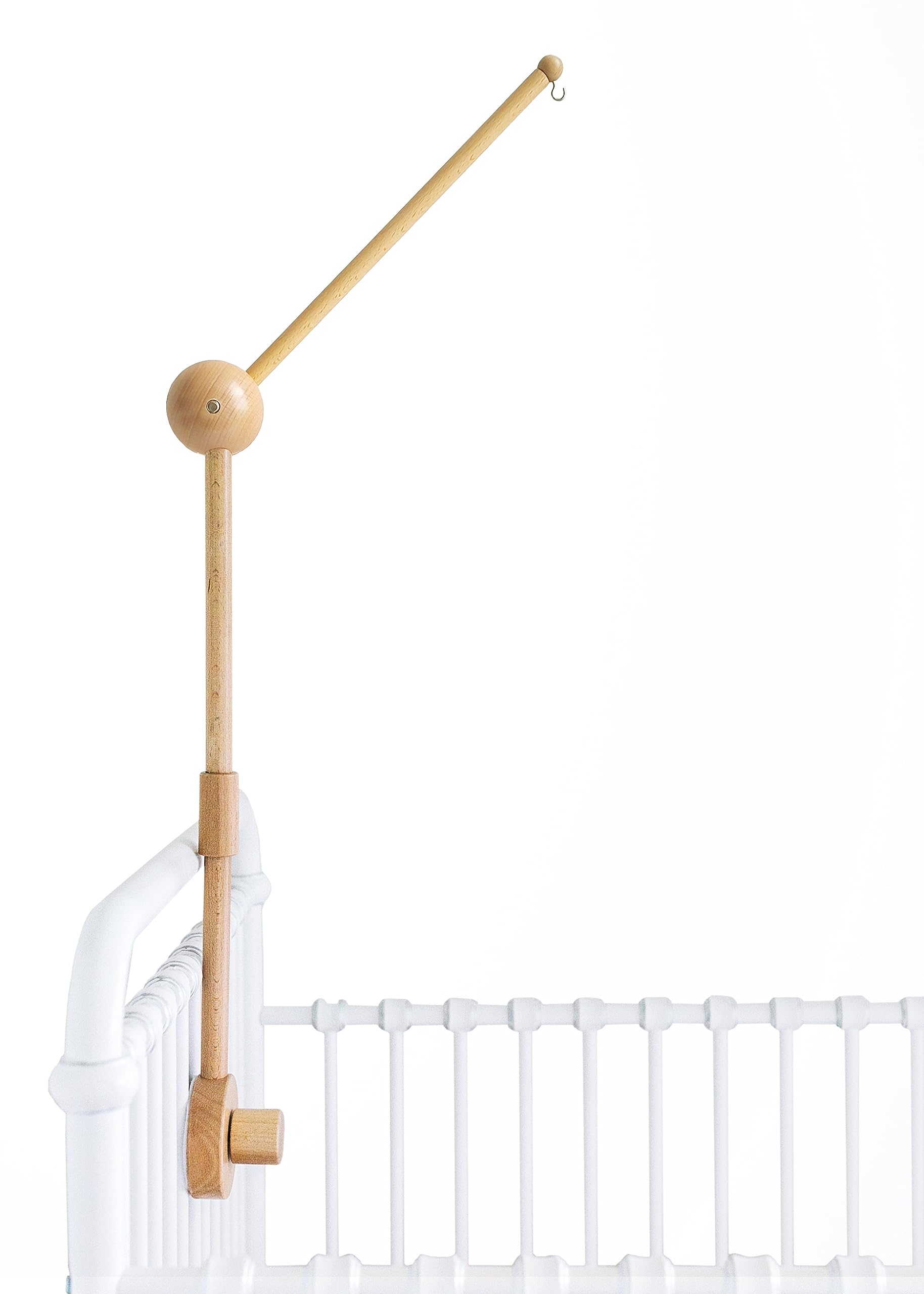 Sorrel + Fern Wooden Baby Crib Mobile Arm, 3D 360° Adjustable - Baby Mobile Holder Arm (31 inch, 100% Natural Beech Wood) - Strong Anti Slip Attachment - Nursery Décor