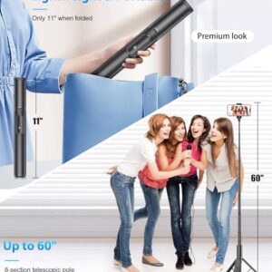 Gahenwo 60" Phone Tripod & Selfie Stick with Remote for Cell Phone 4"-7", Portable Smartphone Tripod Stand Compatible with iPhone Android, Lightweight Travel Tripod for Selfies Video Recording Vlog