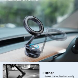 APPS2Car Fits MagSafe Car Mount, Foldable Metal Magnetic Car Phone Mount, Stick On Cell Phone Holder for Car Dash Dashboard MagSafe Accessories for iPhone 15 14 13 12 Pro Max Plus Mini MagSafe Case