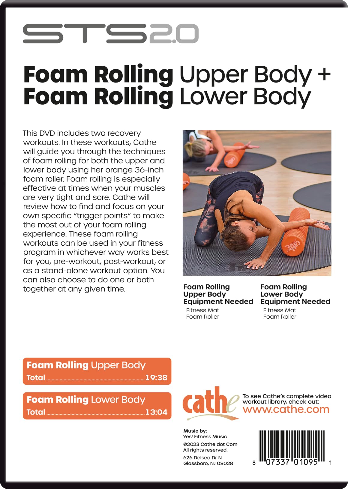 Cathe STS 2.0 Foam Rolling Upper + Lower Body Recovery Workout DVD For Women & Men - Use As a Self-Myofascial Release Techniques To Improve Mobility, Reduce Muscle Soreness, and Enhance Athletic Performance.