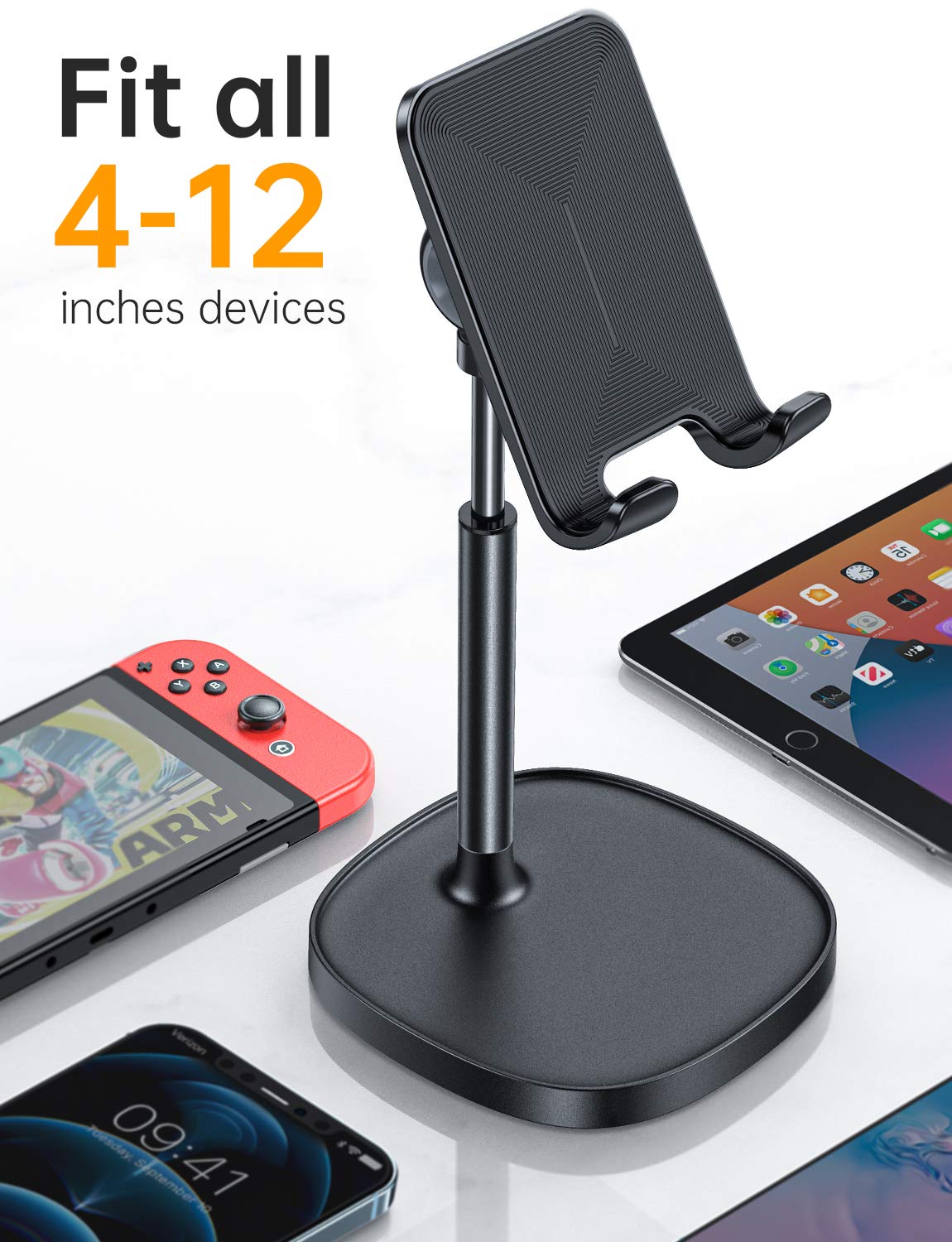 LISEN Cell Phone Stand, Angle Adjustable Phone Stand for Desk for iPhone 15 Pro Max