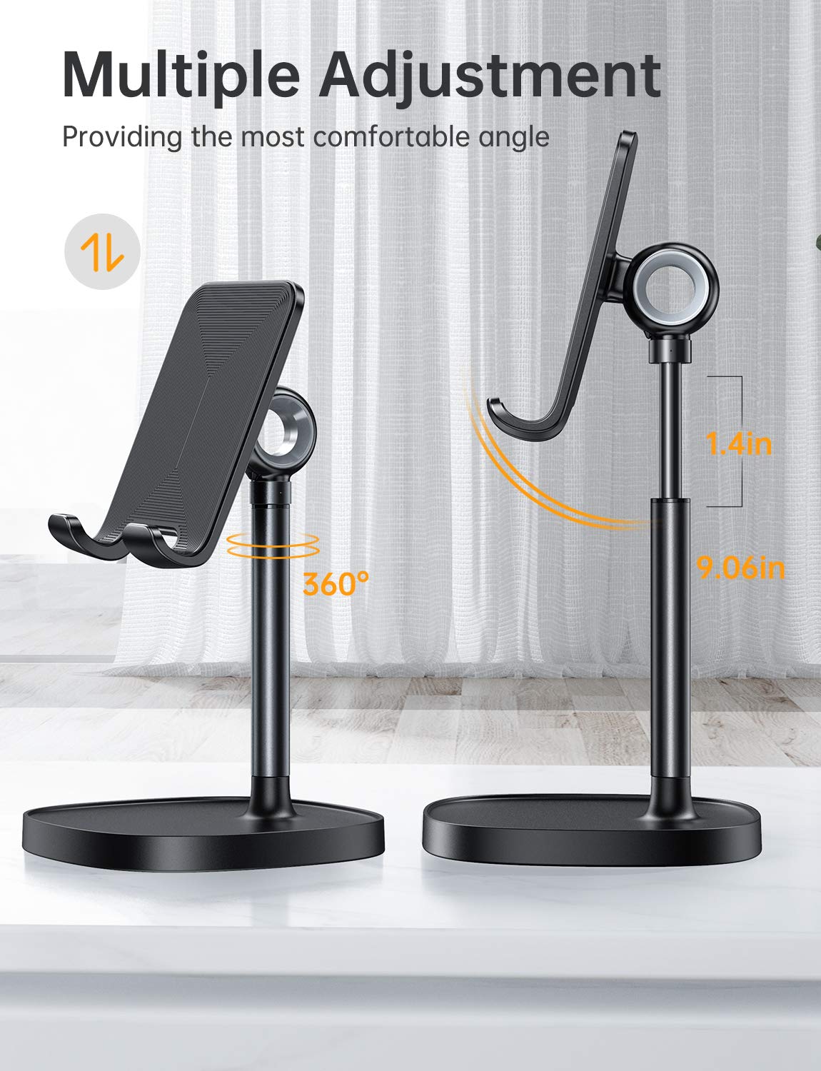 LISEN Cell Phone Stand, Angle Adjustable Phone Stand for Desk for iPhone 15 Pro Max