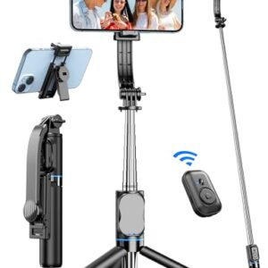 Selfie Stick, 41'' Extendable Phone Tripod Stand with Phone Holder & Detachable Remote, 360° Rotation Selfie Stick Tripod for Cell Phone Compatible with iPhone, Android, Samsung