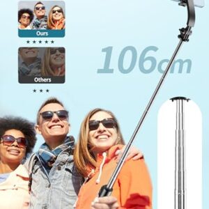 Selfie Stick, 41'' Extendable Phone Tripod Stand with Phone Holder & Detachable Remote, 360° Rotation Selfie Stick Tripod for Cell Phone Compatible with iPhone, Android, Samsung