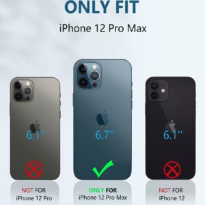 FNTCASE for iPhone 12-Pro-Max Phone Case: Military Grade Drop Proof Protection Mobile Cover with Kickstand | Matte Textured Rugged Shockproof TPU | Protective Sturdy Cases - Blue