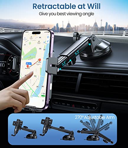 Wireless Car Charger, MOKPR 15W Fast Charging Auto-Clamping Car Mount Universal Hands-Free Car Charger Mount for Dash Windshield Air Vent Compatible with iPhone 15/14/13/12, Samsung S23/S22/S21 Black