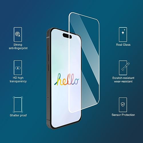 Ailun Glass Screen Protector for iPhone 15 Plus/iPhone 15 Pro Max [6.7 Inch] Display 3 Pack Tempered Glass, Sensor Protection, Dynamic Island Compatible, Case Friendly