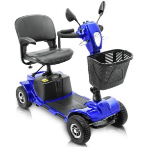 cebihy 4 wheel mobility scooter with lights & rearview mirror, electric power mobility scooters for seniors adult, foldable & compact duty travel scooter w/basket and extended battery, blue