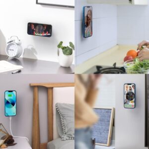 ARLIFE Sticky Magnetic Phone Wall Mount Compatible with Magsafe iPhone 14 13 12 Mini Pro Max, Holder for Samsumg and All Smartphones with Metal Ring. Wall Car Automobile Cradles Dash Shower Mount