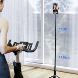 TODI 63" Phone Tripod, Tripod for iPhone & Portable Selfie Stick Tripod with Remote, Phone Tripod Stand for Video Recording, Travel Tripod for Cell Phone Tripod Compatible with iPhone 15/14/13/Android