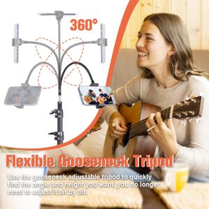 Phone Floor Tripod Stand, Lusweimi 81" Tall Cell Phone Tripod, Overhead 360°Adjustable Gooseneck Tripod with Phone Holder, Compatible with iPhone 15 Pro Max/Plus/14/13/12 for Video Recording