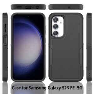 for Samsung Galaxy S23 FE Case: Dual Layer Protective Heavy Duty Cell Phone Cover Shockproof Rugged with Screen Protector - Military Protection Bumper Tough - Samsung Galaxy S23 FE 5G 2023, Black