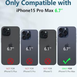 FNTCASE for iPhone 15-Pro-Max Case: Military Grade Drop & Shock Protection Cell Phone Cover with Kickstand & Slide | Rugged Protective Bumper Tough Protector Cases for 15 Pro Max 6.7'' - Red