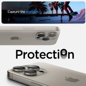 Spigen Camera Lens Screen Protector [GlasTR EZ Fit Optik Pro] Designed for iPhone 15 Pro Max/iPhone 15 Pro [Case Friendly] - Natural Titanium [2 Pack]