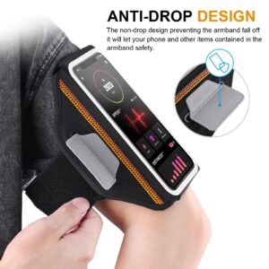 Running Armband with Airpods Bag 3D Design Cell Phone Armband for iPhone 15 14 13 Pro 14 Plus, Galaxy S20/S10 Water Resistant Sports Phone Holder Case & Zipper Slot Car Key Holder for 6.9 inch Phone