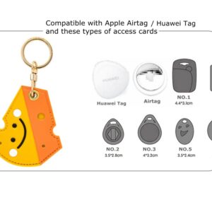 Tomcrazy 2 Pack 3in1 PU Leather Protective Case for Airtag Cover Samsung Galaxy SmartTag Keychain Access Card Keys (1 Cheese & 1 Dumpling)