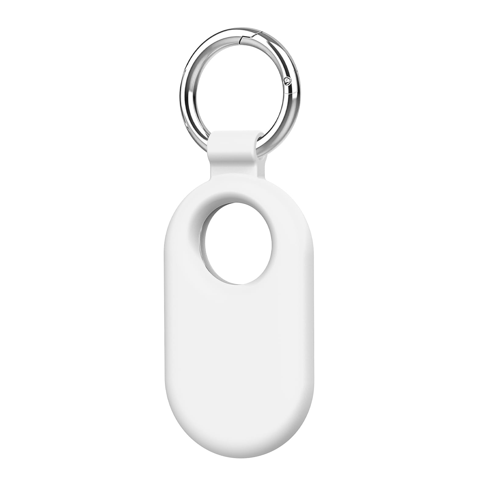 Silicone Case Compatible with Samsung Galaxy SmartTag 2, Anti-Scratch Silicone Protective Skin Cover for SmartTag 2 (2023) with Keychain (White)