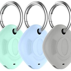 TenCloud 3-Pack Cases Compatible with Samsung Galaxy SmartTag Tracker Finder Portable Silicone Durable Key Ring Case for Galaxy SmartTag (Blue+Teal+Gray)