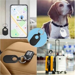 Bingcok 2 Packs for Galaxy SmartTag2 Case Keychain Smart Tag 2 Case (2023) for Keys, Wallet, Luggage, Backpacks,Pets (1-2Black)