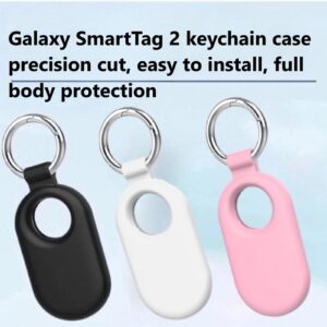 Bingcok 2 Packs for Galaxy SmartTag2 Case Keychain Smart Tag 2 Case (2023) for Keys, Wallet, Luggage, Backpacks,Pets (1-2Black)