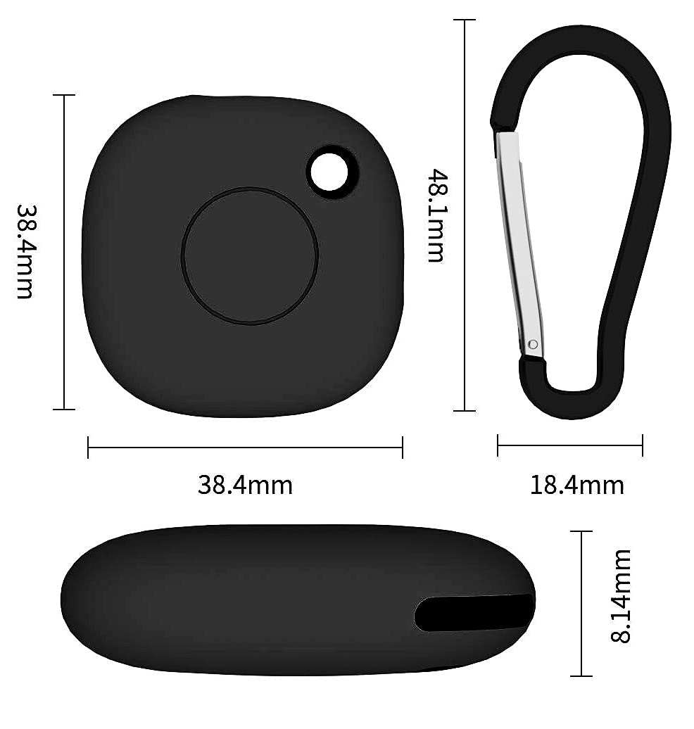 BLLQ Soft Silicone Cover Case with Key Ring Keychain Clip Compatible with Sam sung Galaxy SmartTag,1 Pack, Black